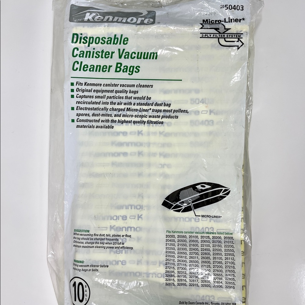 Kenmore Vacuum Cleaner Bags ~ 50403 ~ Opened Package ~ 9 Bags